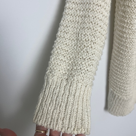 AERIE Beige Hooded Open Knit Bohemian Oversized Slouchy Open Cardigan Sz XS/S - Picture 8 of 12